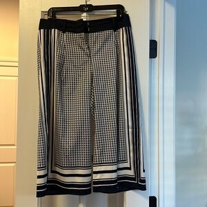 Ann Taylor, Cropped, Wide Leg Trousers, Polyester, Size 6, Navy and White